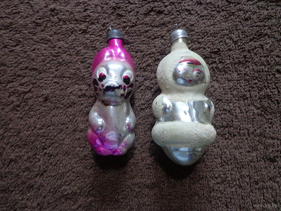 Ёлочные игрушки СССР. МЫШКА ИЗ "РЕПКИ" и маленькая чукча.