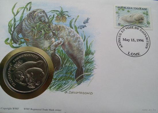 Того 1996. 30 лет WWF, Фауна Африканский ламантин