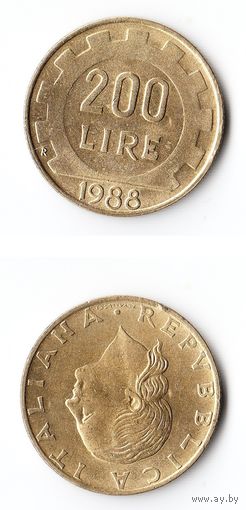200 лир Италия 1988 года