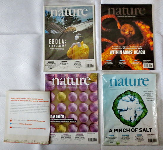 Nature (Природа), журналы, 4 шт. Полный выпуск еженедельника за август 2015 года. Английский язык. Лондон. Отличное состояние.