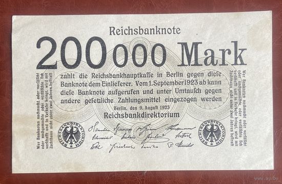 Банкнота 200000 марок 1923 год. Веймарская республика