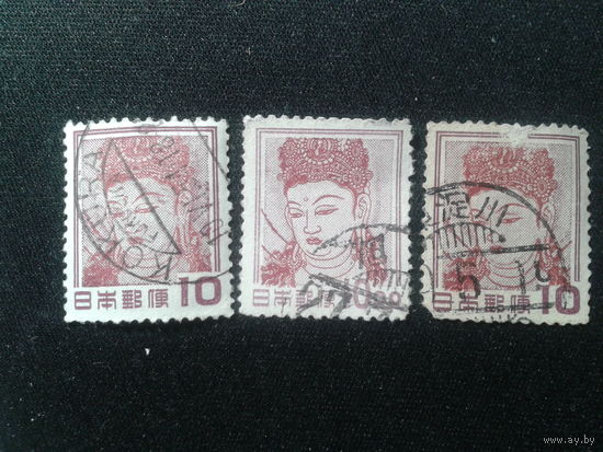 Япония, 1951/1953. Стандарт. Богиня милосердия, фреска. Разновидности