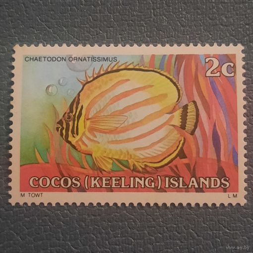 Кокосовые острова 1979. Фауна. Рыбы. Chaetodon Ornatissimus