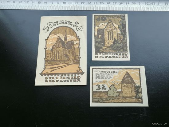 Германия-нотгельд 10 .25.50 пфеннинов 1921Ройтергельд Нойклостер. Reutergeld Neukloster.