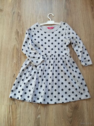 Платье в горохи, 4-6 лет. Хлопковый трикотаж