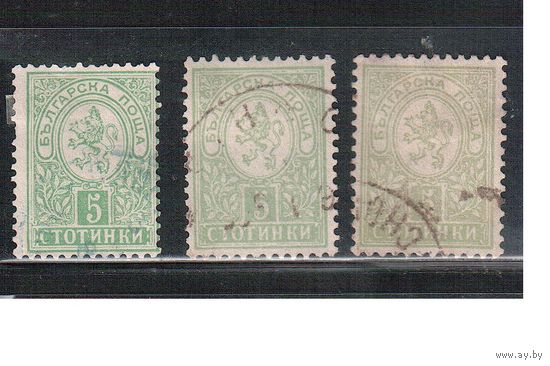 Болгария(Княжество)-1889, (Мих.30А а+в),  гаш. , Стандарт, Герб,  перф. 13 1/4 , оттенки