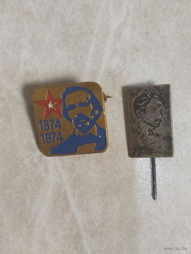 Два портретных значка в тяжёлом метале. Персоналии.