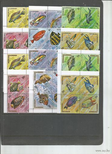 Бурунди. Рыбы. 1974г. Mi#1085-1108(12 кварт). Серия.