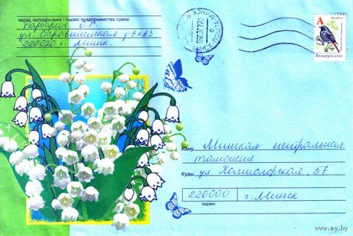2007. Конверт, прошедший почту "Цветы-6"