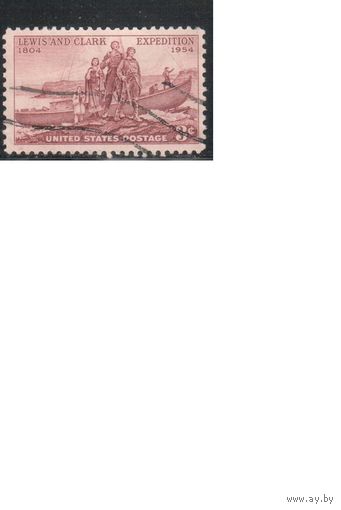 США-1954, (Мих.679), гаш.  , Экспедиция Левиса и Кларка, Лодка, (одиночка),