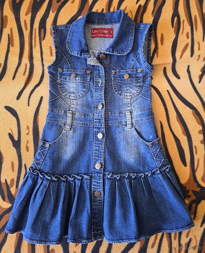 Сарафан синий джинсовый на 5-6лет (р.110-116) на девочку, б.у