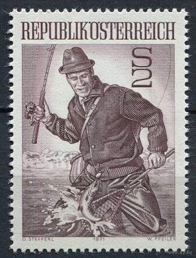 Австрия 1971 Спортивная рыбалка. серия 1 марка, чистая без наклеек.