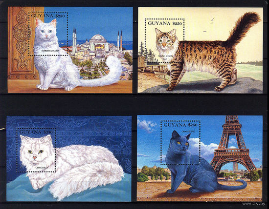 1992 Гайана. Кошки. 4 блока