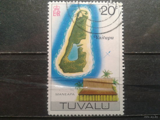 Тувалу о-ва, 1976/1978. Дом собраний, карта