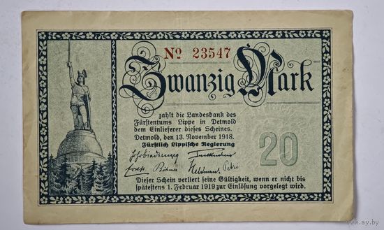 1918 год 20 марок Германия нотгельд