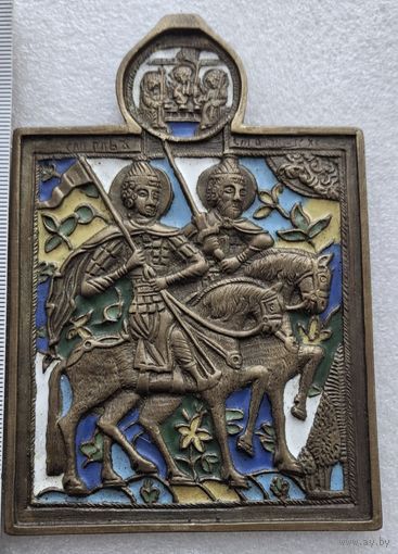 Меднолитая икона борис и глеб эмаль с 1 руб без мц распродажа коллекция