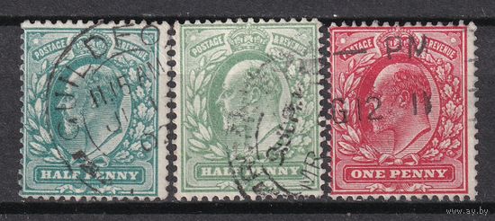 85.Br. Великобритания. Эдуард VII. 1/2P., 1P. 1902 г. Стандарт. Mi.##102A/103A/104A.