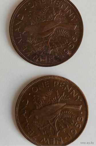 Монеты 1 пенни Новая Зеландия  1953 и 1956 года