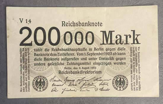 Банкнота 200000 марок 1923 год. Веймарская республика.