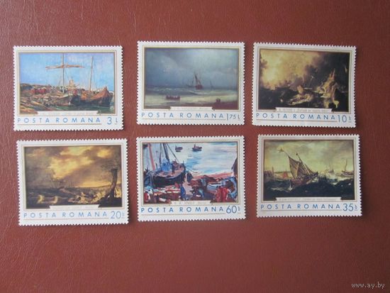 РУМЫНИЯ **. 1971. ЖИВОПИСЬ ХУДОЖНИКОВ МАРИНИСТОВ. Корабли. Mih.: # 2971 - 2976.