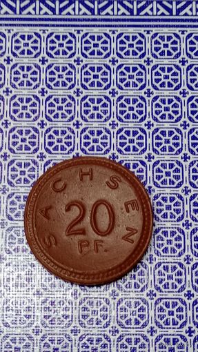 Германия нотгельд Саксония 20 пфенниг 1921 керамика