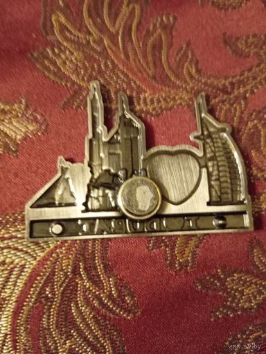 Магнит с изображением достопримечательностей Дубая(ОАЭ ,включая Бурдж-Халифа и Бурдж-эль-Араб.