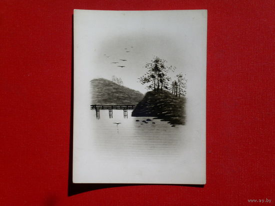 Японская миниатюра тушь, рисовая бумага.1
