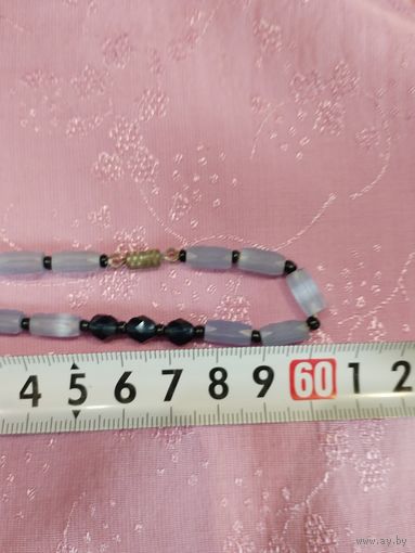 Бусы сатиновое стекло. Чехия 1950г. Винтаж СССР , длина 60 см. Аукцион 7 дней
