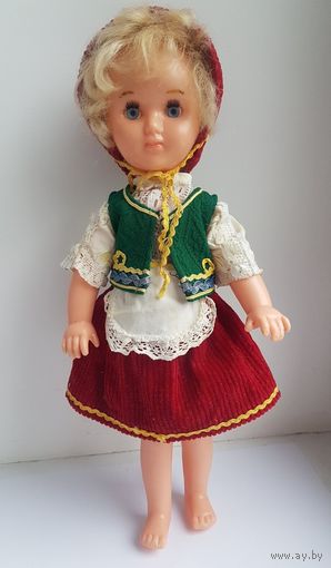 Кукла СССР Красная Шапочка, 70-80-е годы, 33 см, пластик. Одежда. Глаза моргают.