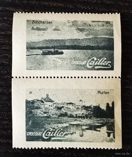 Винтажные рекламные марки (золушки) швейцарского шоколадного бренда Chocolat Cailler. Конец XIX - начало XX веков