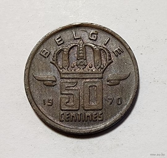 Бельгия 50 сантимов, 1970 Надпись на голландском  BELGIЁ