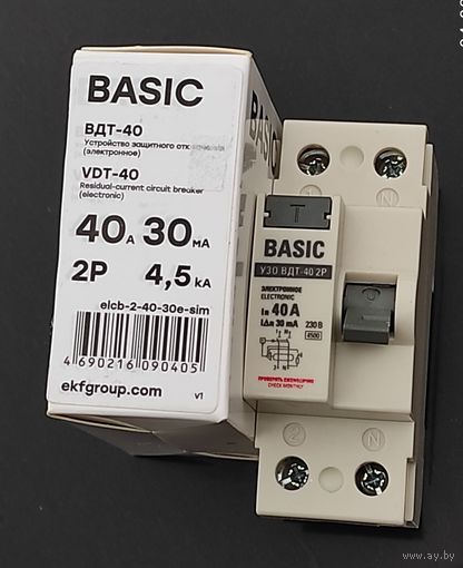 УЗО ВДТ-40 2P 40А/30мА EKF (электронное)