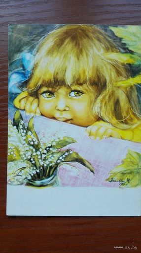 Дети. Мушиньска-Заморска. Девочка у стола. Издание Польши