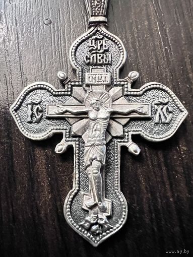 Большой крест двусторонний спас богородица 925 с рубля