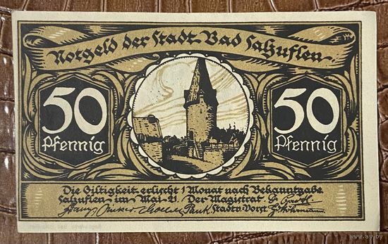 Нотгельд , 50 пфеннигов, Бад-Зальцуфлен 1921 год. Веймарская республика