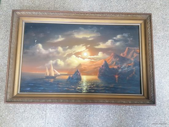 Живопись маслом на холсте, Море, торги с Рубля