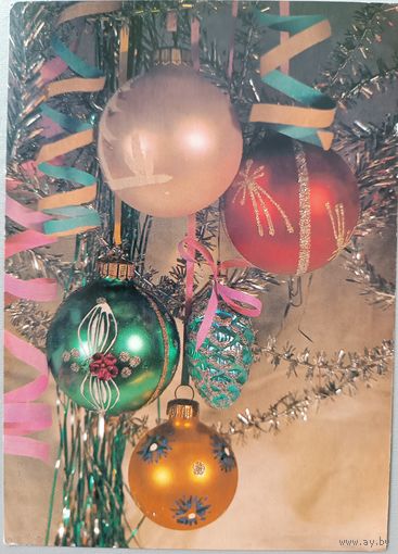 С Новым годом! Г.Костенко. Открытка, чистая, 1983г.