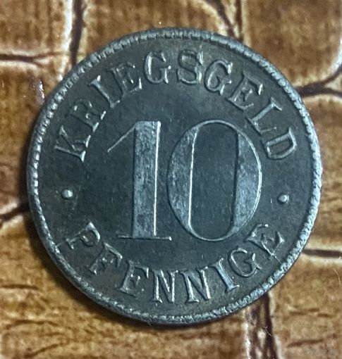 Монета 10 пфеннигов 1918 год. Гейдельберг. Веймарская республика.