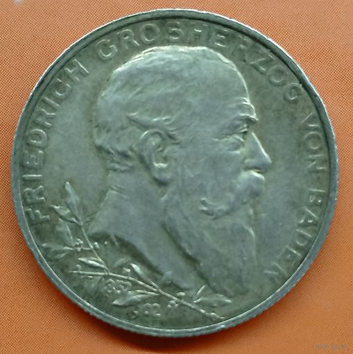 Баден 2 марки 1902. 50 лет правления Фридриха I