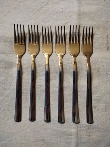 Вилки столовые, с покрытием, нерж., комплект 6 шт. См. описание.