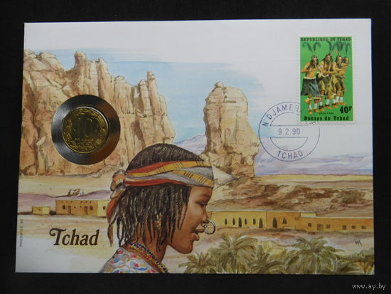 Чад Центральная Африка 10 франков 1983 г конверт первого дня КПД