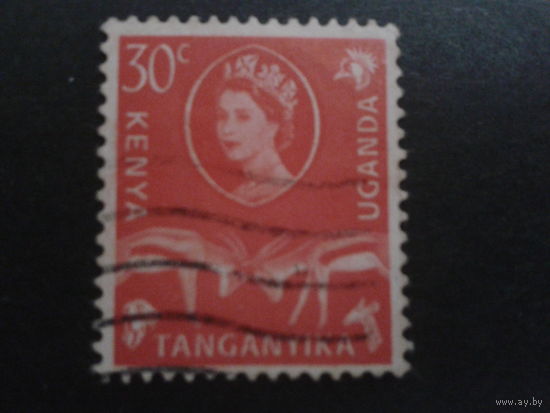Кения Уганда Танганьика, 1960. Стандарт. Королева Елизавета II и газель Томсона