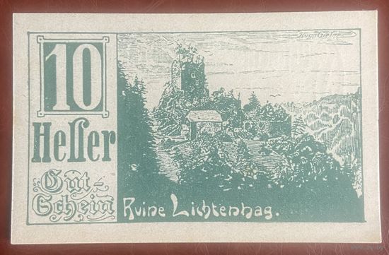 Нотгельды Австрия Грамаштеттен 10 геллеров 1920 год