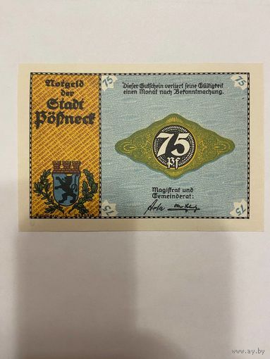 Нотгельд 75 пфеннигов 1921 год. Буфнех. Веймарская республика - 2201