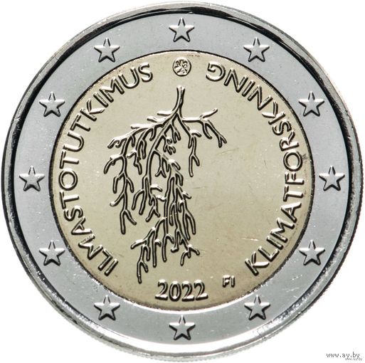 2 евро 2022 Финляндия Исследование климата UNC из ролла