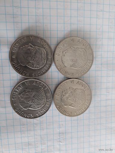 2 кроны Швеция 4 монеты