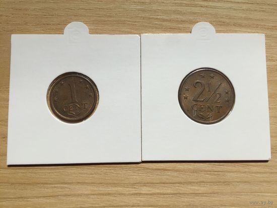Нидерландские Антилы (Нидерланды) 1973 2,5 и 1 Cent Не частые! - 2 шт.
