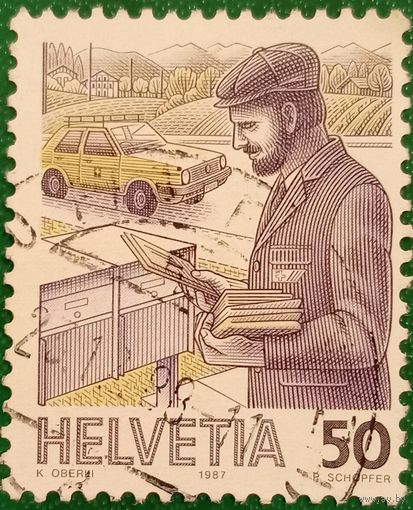 Швейцария 1987. Почтальон. VW Golf