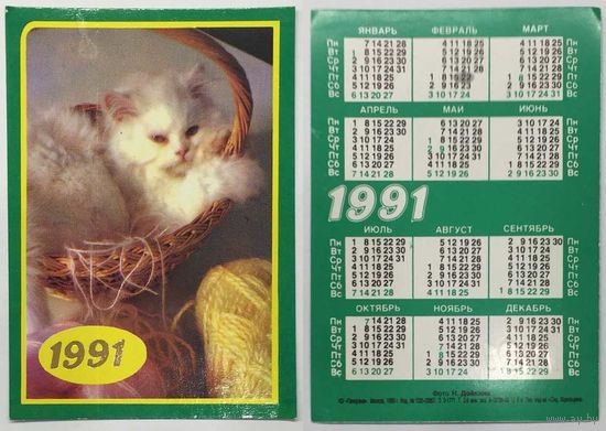 Карманный календарик 1991