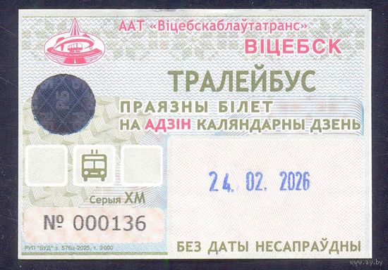 Витебск 2026 проездной на ОДИН ДЕНЬ троллейбус